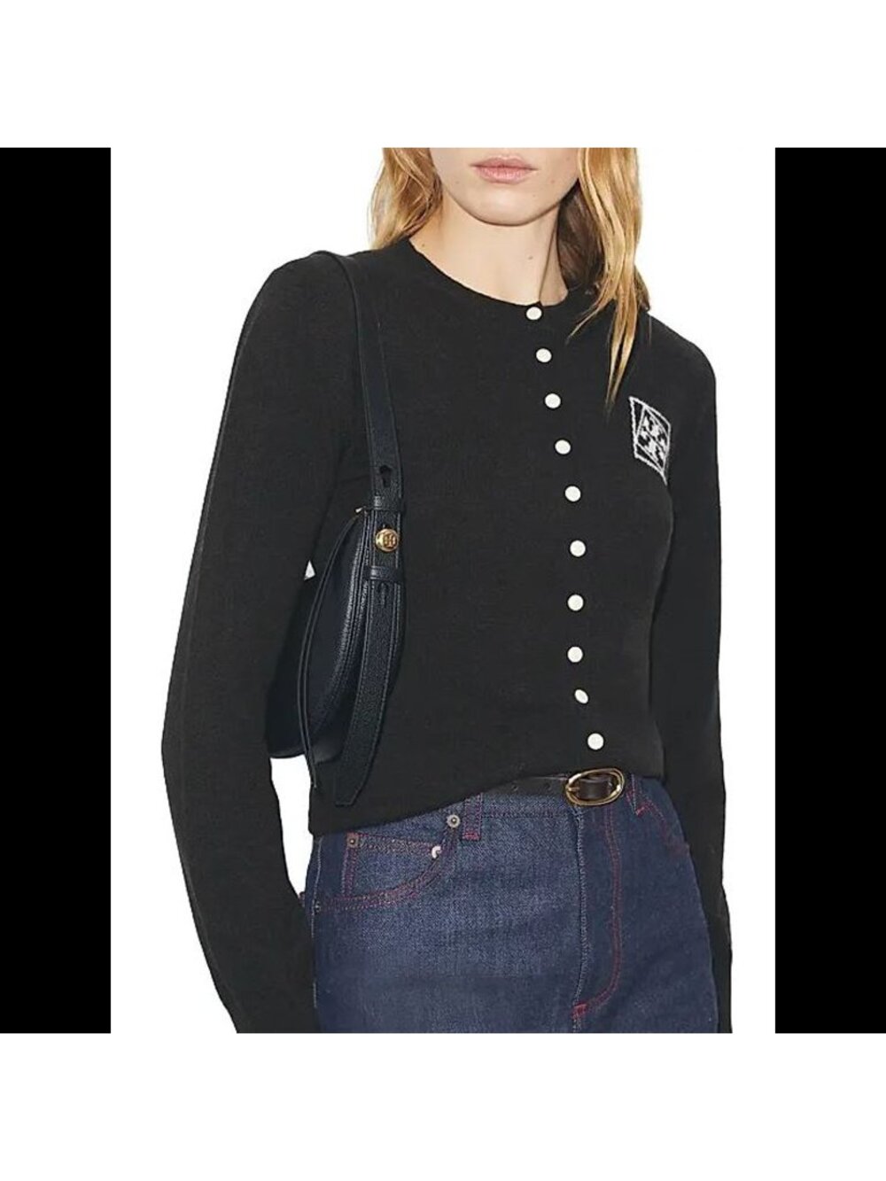 Tory Burch Romy Half Moon Shoulder Bag Black OS - Picture 7 of 14